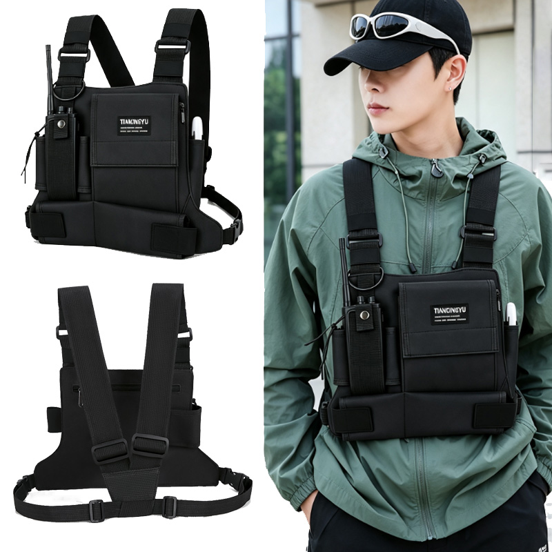 Fishing Backpack - 2026年新作 ユニセックス チェストバッグ 多機能チェストリグバッグ メンズベストバックパック トランシーバーバッグ