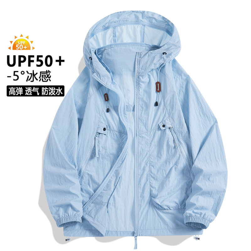 Fishing Jacket Waterproof - UPF50+ メンズ日焼け防止ジャケット アイスクール フード付きコート 防水 通気性