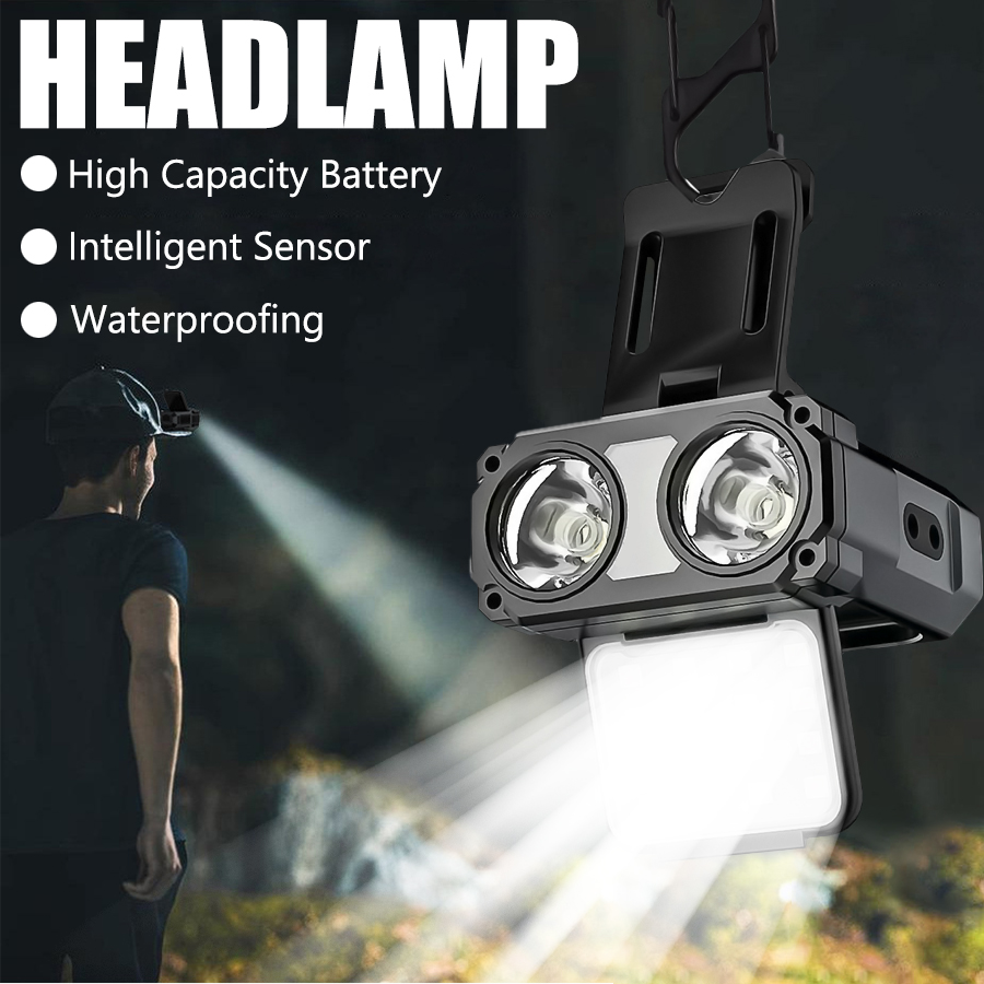 Fishing Hat - センサー COB LED ヘッドランプ キャップ クリップ